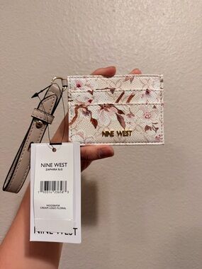 Nine West Cream Floral Card Case with Wristlet